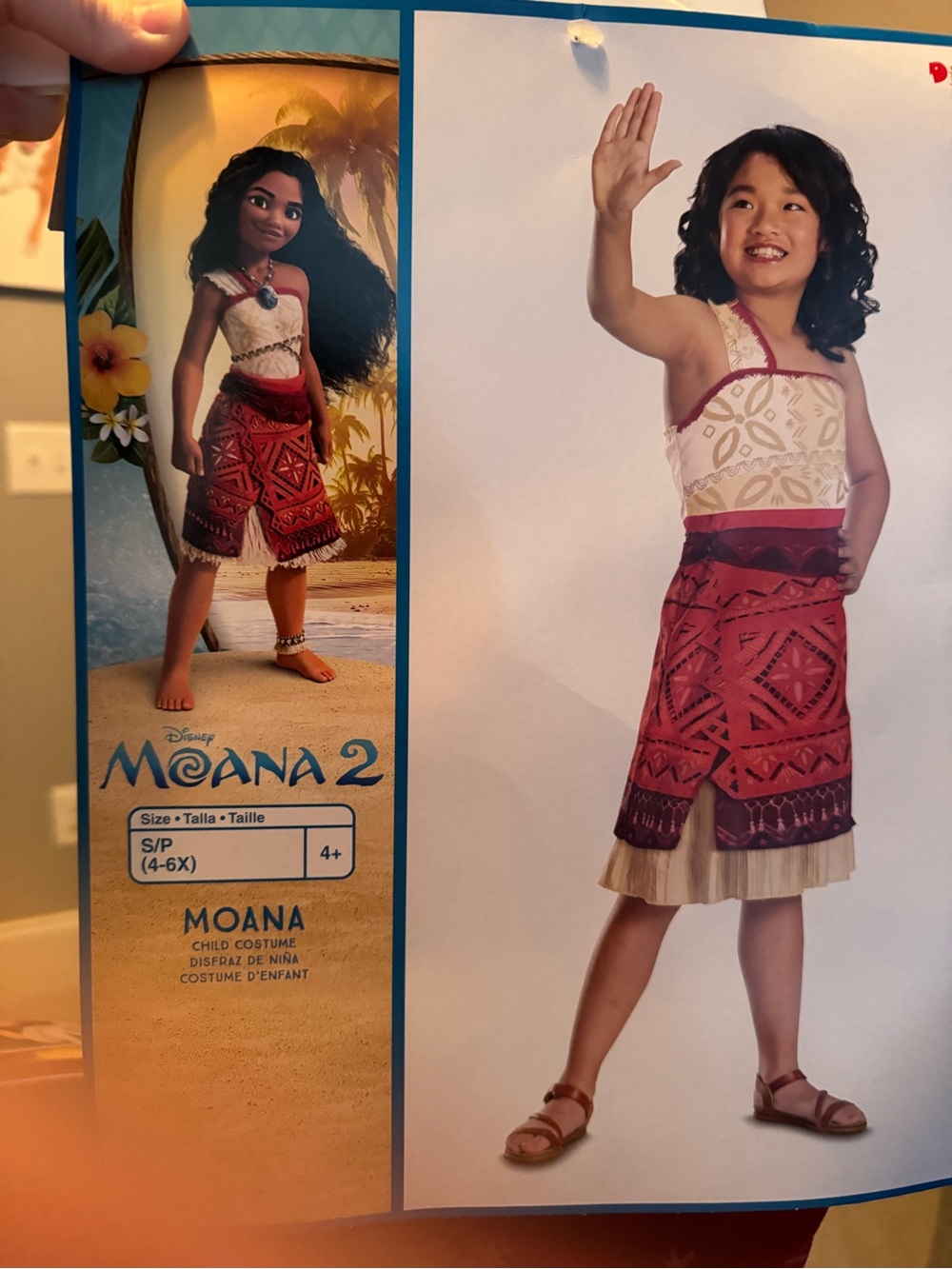 NWT small (4-6x) Disney Moana 2 Girls Costume Dress in Red and Cream